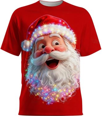 Generic Mens Funny Christmas T-Shirts Ugly Christmas Santa Claus 3D Printed Sweatshirts Reindeer Graphic Novelty Jumper Xmas Personalized Casual Long Sleeve T