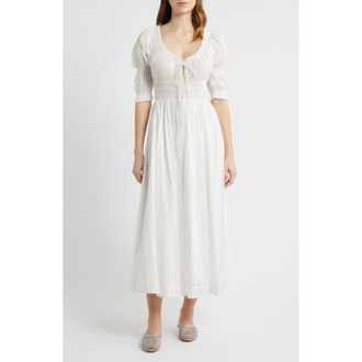 D&ocirc;en Ischia Convertible Organic Cotton Maxi Dress in Flock Dot at Nordstrom, Size Xx-Large