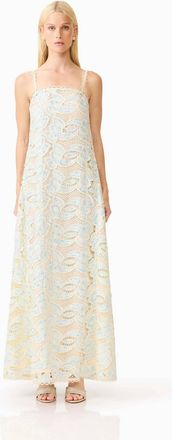 Elliatt Megan Gown In Blue/cream Multi