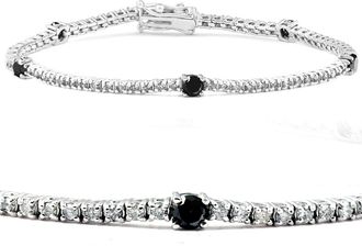 Pompeii3 2 Ct Black & White Diamond Tennis Bracelet 14k White Gold 7