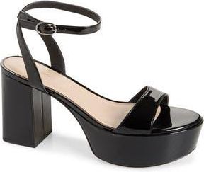 Stuart Weitzman Gala Mid Platform Sandal in Black Patent at Nordstrom Rack, Size 10.5