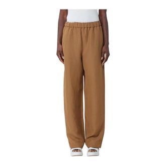 Fabiana Filippi Dames, Broeken, Beige, Maat: L Linnen