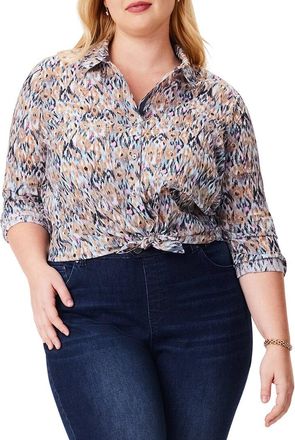 Nic+Zoe Nic+Zoe Plus Up Beat Ikat Crinkle Shirt