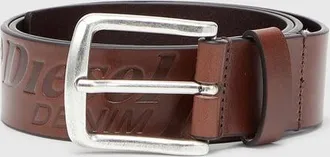 Diesel 4 cm leather belt with engraved logo - Belts - Man - Brown
