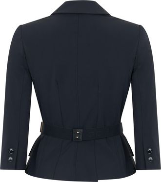 Elisabetta Franchi Womens Jacket, Stretch Fabric With Belt, Black Polyamide