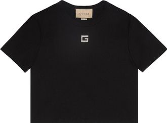 Gucci (WMNS) Gucci Cotton jersey T-shirt Black White 764971-XJF1K-1043