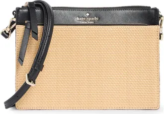 Kate Spade New York cameron straw crossbody bag in Black Multi. at Nordstrom Rack