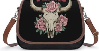 Generic Texas Western Cow Skull Crossbody Bags for Women Shoulder Messenger Bag Purse Handbags