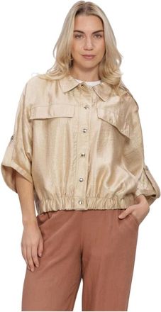 Nukus Nukus, Dames, Blouses & Shirts, Beige, Maat: M Viscose