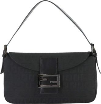 Fendi Pre-owned Shoulder Bags, female, Black, Size: ONE SIZE Pre-owned Canvas Shoulder Bag