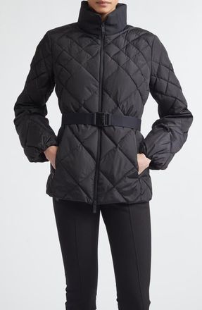 Moncler Balsamine Belted Water Repellent Quilted Down Jacket in Black at Nordstrom, Size 1