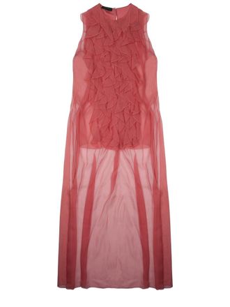 Alberta Ferretti Sheer Red Silk Sleeveless Shirt