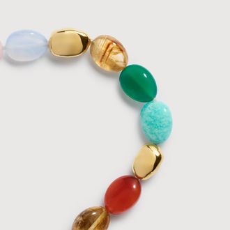 Monica Vinader Gold Rio Bold Multi Gemstone Beaded Necklace Freedom Stones