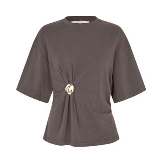 Second Female Enora Brooch Tee - Dames - Tops - Bruin - Maat: S Katoen