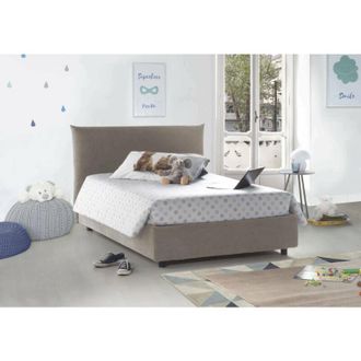 Talamo Italia Talamo Italia - Dmora - Cama De Plaza Y Media Dbranc, Cama Contenedor Con Revestimiento De Tela, 100% Made In Italy, Apertura Frontal, Con Colch&oacute;n Cm 
