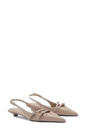 Mango Grommet Pointed Toe Slingback Pump in Ice Grey at Nordstrom, Size 6.5Us