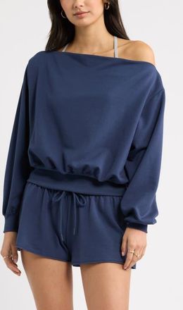 BP. Off the Shoulder Sweatshirt in Navy Indigo at Nordstrom, Size Xx-Small