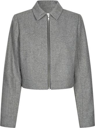 Modstr&ouml;m Jassen, Dames, Grijs, M, Wol, Grijs Melange Cropped Jas