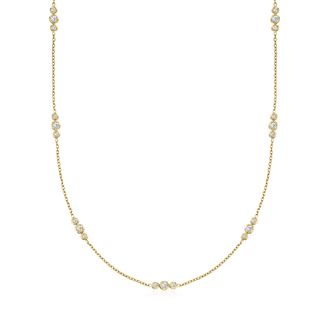 Ross-Simons Diamond Trio-Station Necklace in 14kt Yellow Gold