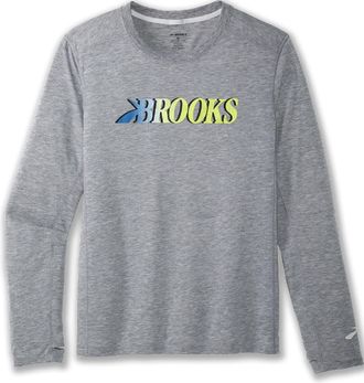 Brooks Mens Distance Long-Sleeve 3.0 Shirt Gray XXL