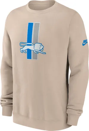 Nike Detroit Lions Rewind Club Nike Mens NFL Pullover Crew in Brown | NKPU05Y9SV-SP5