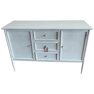 Wanderlust Deco Aparador de 2 puertas y 3 cajones de metal blanco 120x41x80h cm