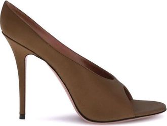 Amina Muaddi Satin Anok Sandalen - Dames - Muiltjes - Bruin - 36 EU - Satijn - Schoenen