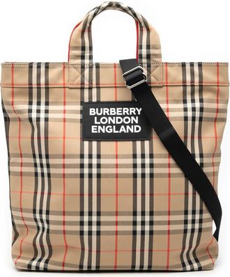 Burberry Pre-owned Burberry House Check Nylon Artie Satchel Unisex CNDONHOUDON