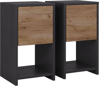 Vicco Mesilla De Noche Evo, Antracita/roble Dorado, Lote De 2, Vicco