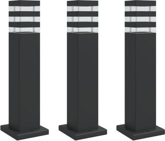 vidaXL Outdoor Floor Lamps 3pcs Black 50 cm Aluminium vidaXL