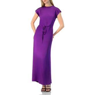 Ivonne Sleeveless Satin Long Dress in Purple at Nordstrom, Size 14