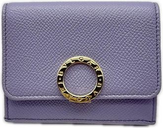 Bulgari Purple Leather Wallet (Tri-Fold) (Pre-Owned)