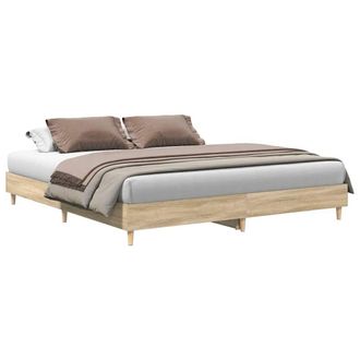Berkfield Home Bed Frame without Mattress Sonoma Oak 160x200cm Engineered Wood in Brown | Size: 160x200 cm
