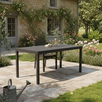 Dmora Mesa De Jard&iacute;n Dmoto, Mesa De Comedor Rectangular, Mesa De Jard&iacute;n Multiusos Para Interior Y Exterior, 100% Made In Italy, 138x78h72 Cm, Antracita - Dm