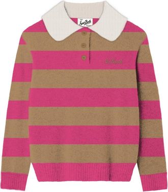 Saint Barth Stripes 1977 - Heren - Ronde hals truien - Roze - S - Truien & Vesten