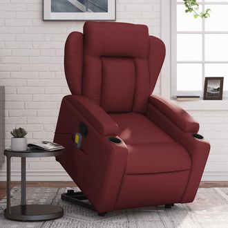 vidaXL Vidaxl - Sill&oacute;n Reclinable De Masaje De Pie Cuero Artificial Rojo Tinto