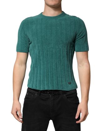 Dolce & Gabbana Dark Green Cotton Blend Men Crew Neck T-Shirt Co+pa