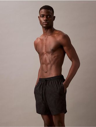 Calvin Klein Mens Allover Monogram Logo Swim Shorts - Grey - XS