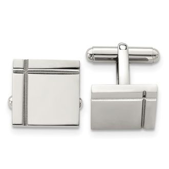 Diamond2Deal Stainless Steel Polished Square Cufflinks