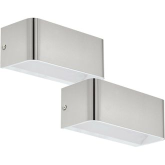 Loops 2 PACK Wall Light Colour Satin Nickel Front Cover Box Structure LED 10W Included in Metallics