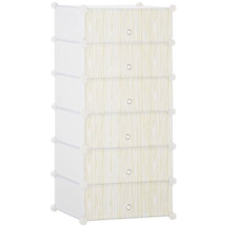 HOMCOM 6 Tier Shoe Rack Plastic Storage Cabinet Modular Shoe Tower White | TJ Hughes