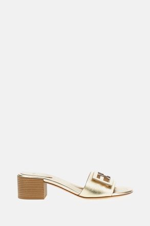 Fendi Slide Con Tacco In Pelle Laminata
