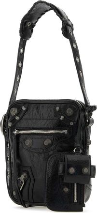 Balenciaga Mens Le Cagole Crossbody Bag Black Domesticated Lamb