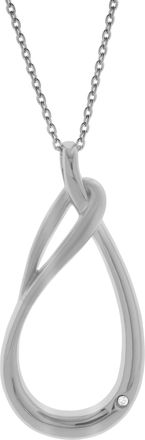 LuvMyJewelry Cirelle Sterling Silver 0.01 Ct Diamond Teardrop Twist Pendant Necklace