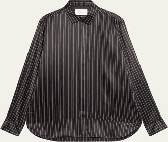 Saint Laurent Mens Striped Silk Dress Shirt