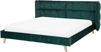 Beliani Bed Velvet SENLIS 180 x 200 cm (EU Super King) Dark Green