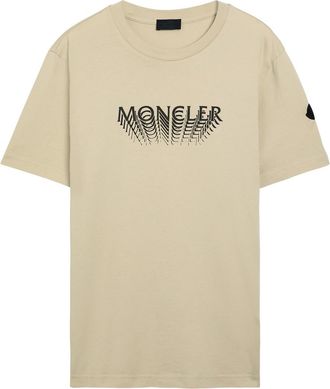 Moncler Logo-print Cotton T-shirt - Beige - M