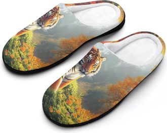 Generic Tigers in The Mountains Mens Slippers Memory Foam Winter Warm Sandals Slip On House Shoes Size 7-14