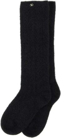 Valentino Garavani Calze Solid Mohair - Dames - Sokken - Zwart - S/M - Ondergoed