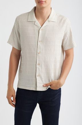 Robert Barakett Vaerik Textured Camp Shirt in Cream at Nordstrom, Size Xx-Large